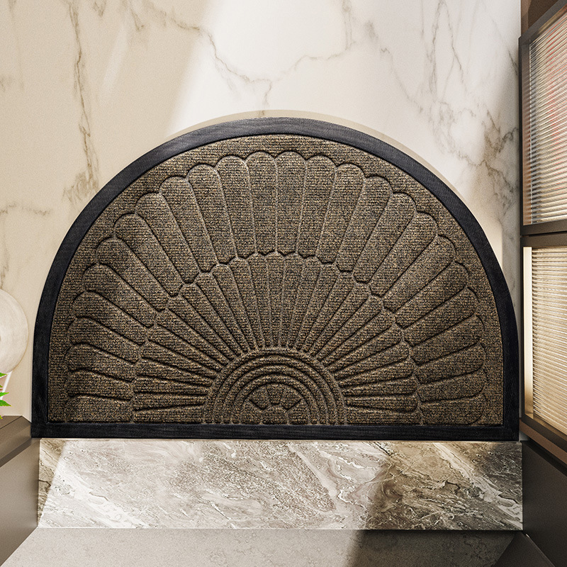 Half-Round Rubber-Backed Door Mat – Beige Brown / 20 × 31 in (50 × 80 cm) / Beige Brown / 24 × 35 in (60 × 90 cm)