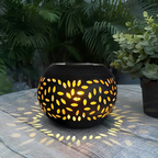 Cutout Metal Solar Garden Lantern – Black