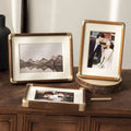 Solid Wood & Brass Tabletop Photo Frame – Teak / 3.5 × 5 in / Teak / 4 × 6 in / Teak / 5 × 7 in / Teak / 6 × 8 in / Teak / 8 × 10 in / Teak / 10 × 12 in