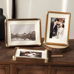 Solid Wood & Brass Tabletop Photo Frame – Teak / 3.5 × 5 in / Teak / 4 × 6 in / Teak / 5 × 7 in / Teak / 6 × 8 in / Teak / 8 × 10 in / Teak / 10 × 12 in