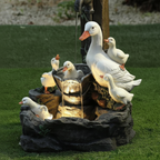 Solar Garden Fountain with Duck Figurines